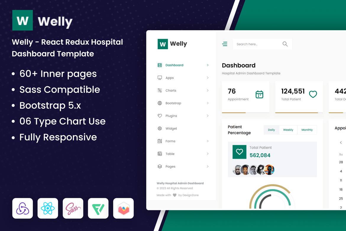 Template Website Dashboard Admin Rumah Sakit Berbasis React Redux