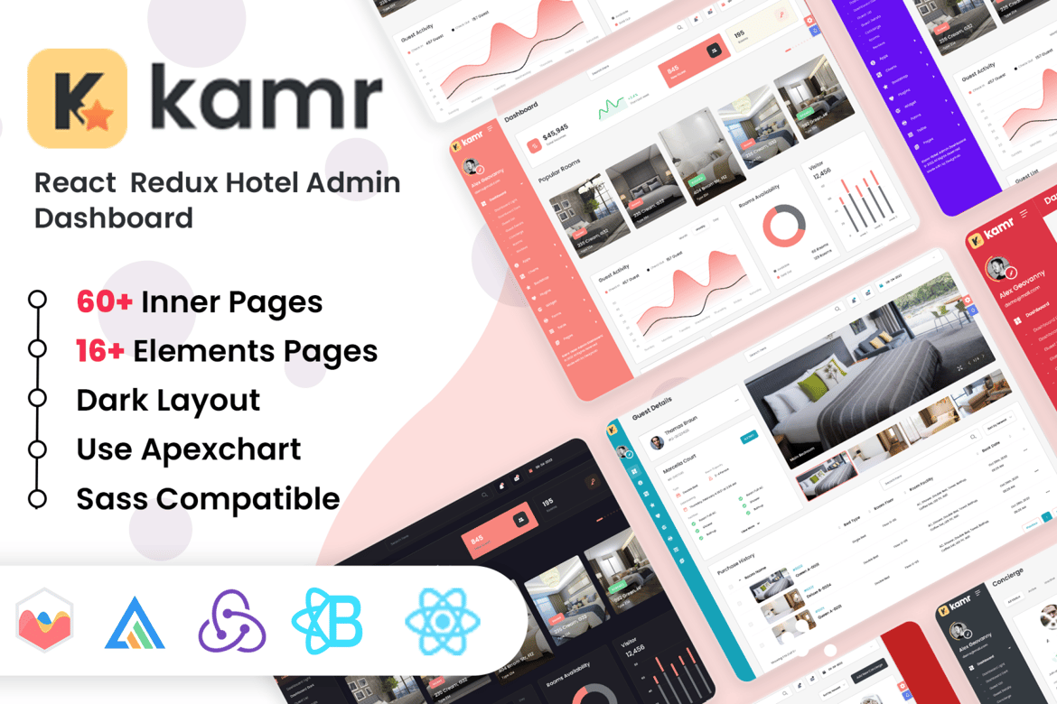 Template Website Dashboard Admin Hotel Kamr yang Modern dan Responsif