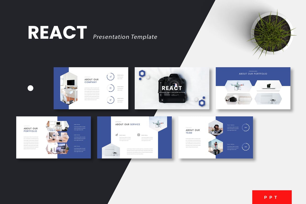 Template Presentasi Powerpoint Teknologi React yang Modern dan Menarik