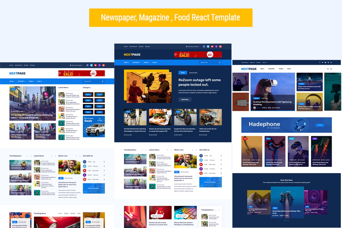 Template Website React untuk Majalah, Blog, dan Surat Kabar