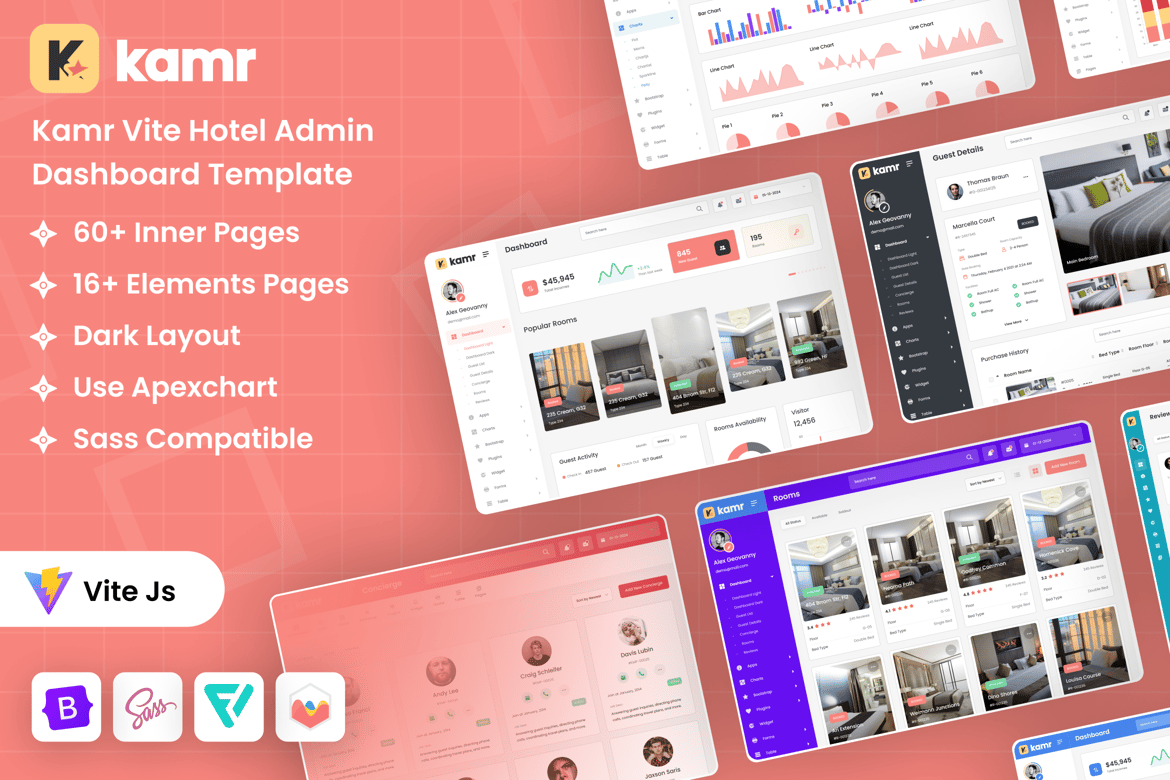 Template Dashboard Admin Hotel Modern Berbasis Vite