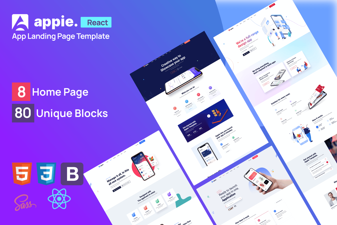 Template Website Appie – Halaman Landing React yang Modern dan Responsif