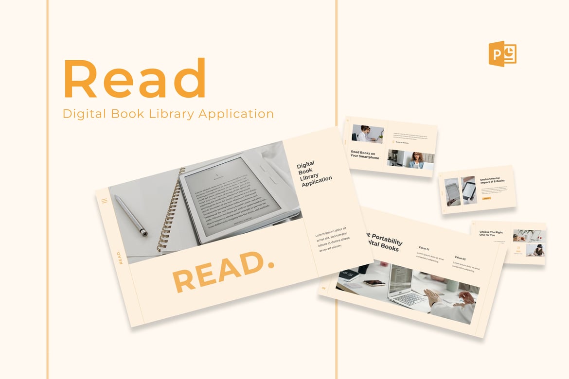 Template PowerPoint Perpustakaan Digital - Presentasi Menarik dan Profesional