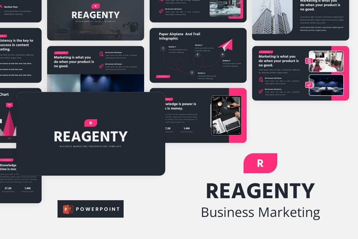 Template Presentasi PowerPoint Reagenty - Solusi Pemasaran Bisnis Modern