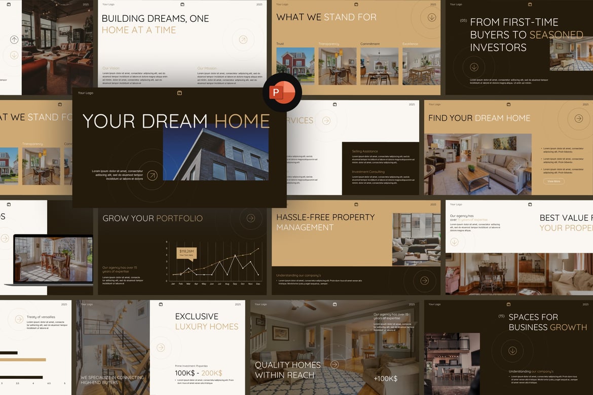 Template Presentasi PowerPoint untuk Agensi Properti yang Profesional
