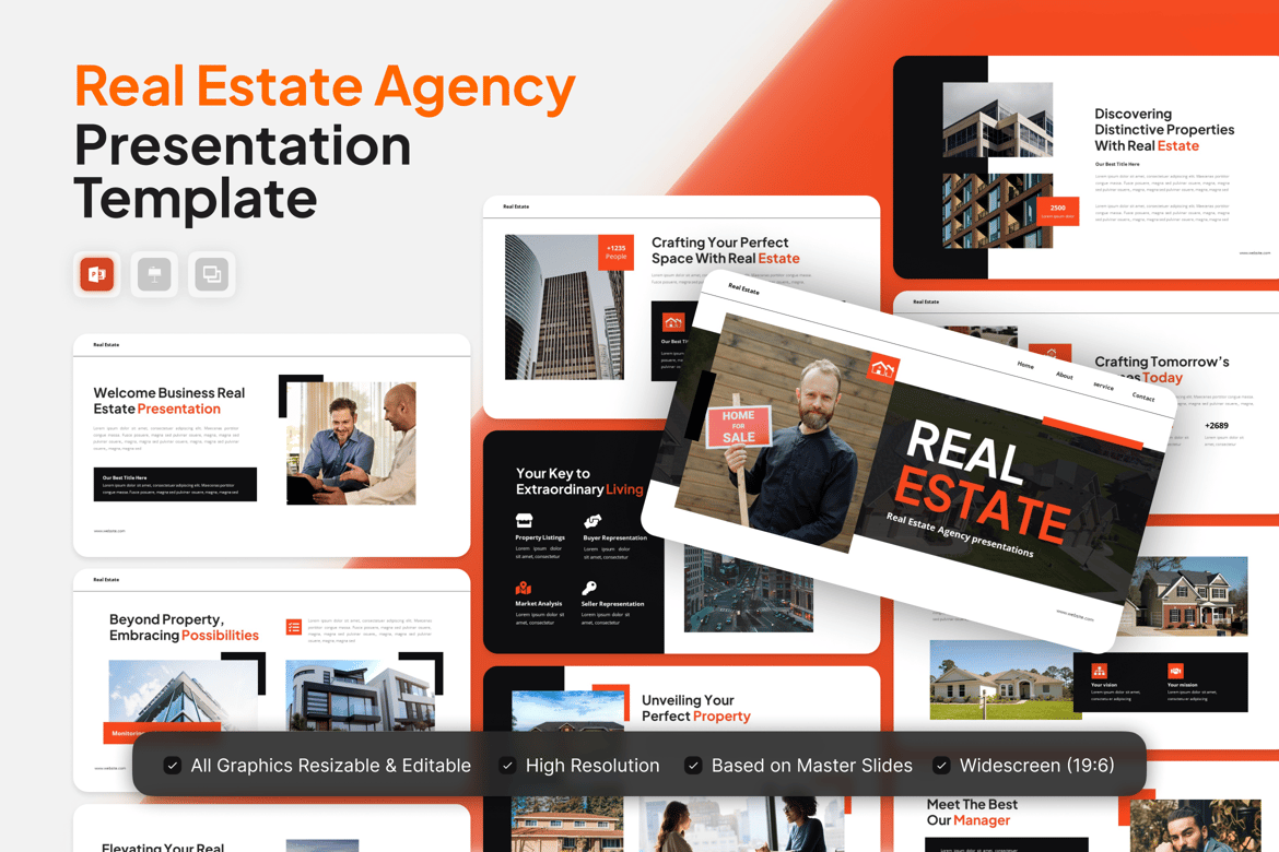 Template Presentasi PowerPoint Agen Real Estate yang Modern dan Fleksibel