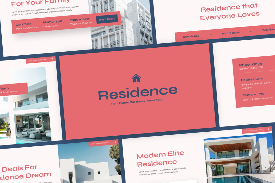 Template PowerPoint Agensi Properti Modern yang Menarik