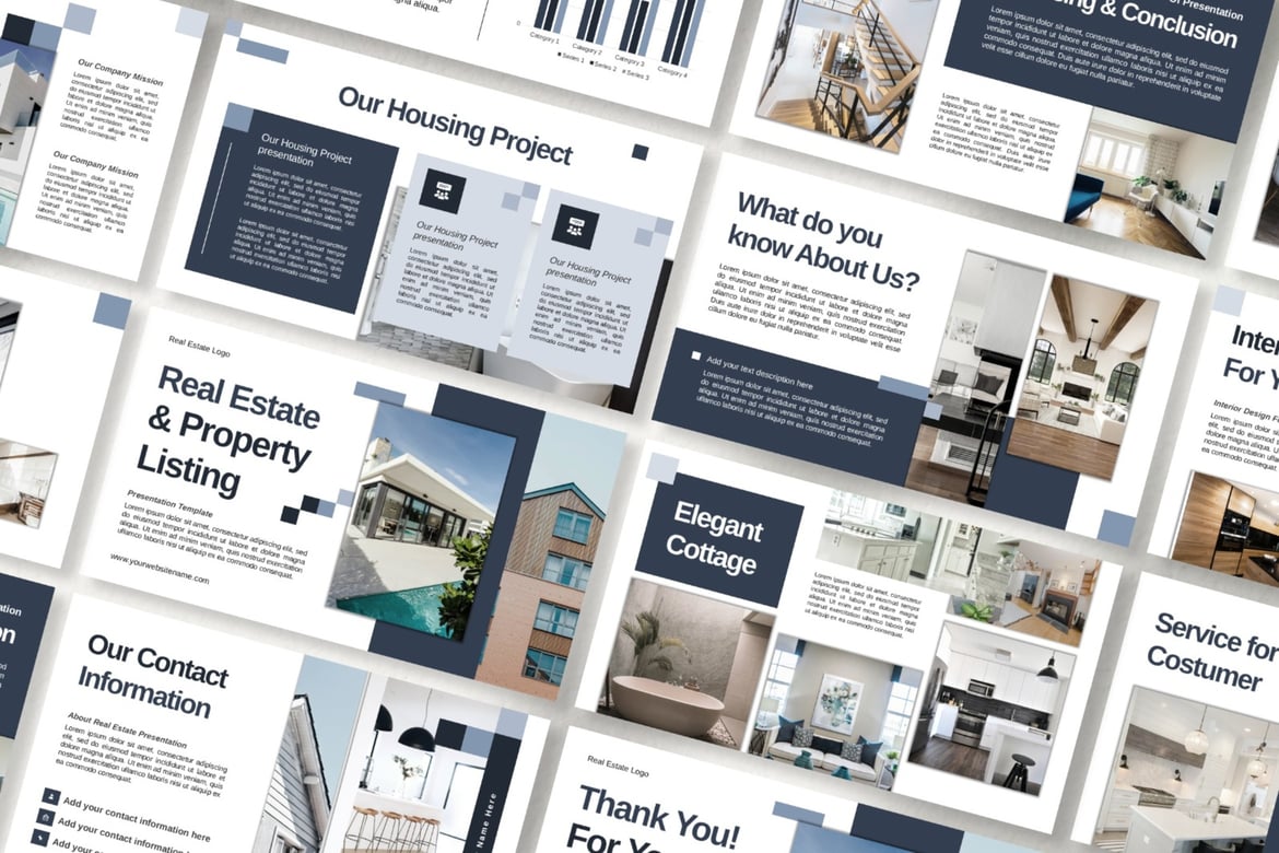Template PowerPoint Listing Properti & Real Estate yang Modern