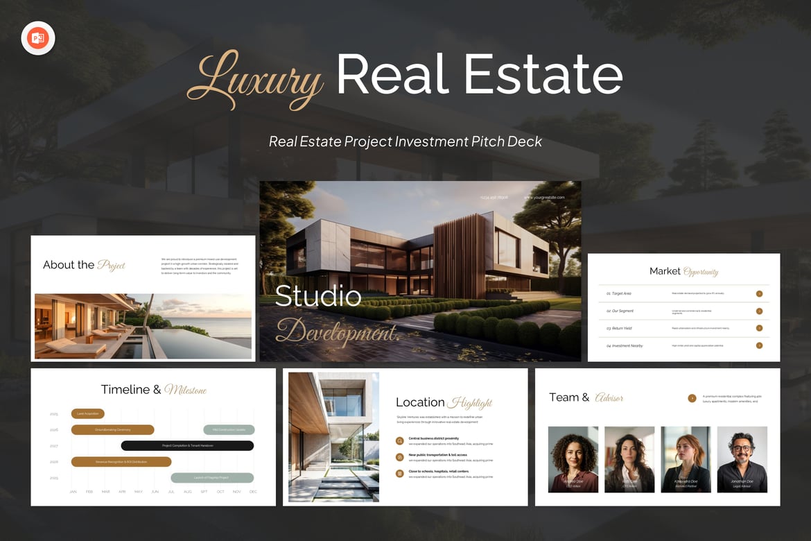 Template PPT Presentasi Real Estate yang Modern dan Profesional