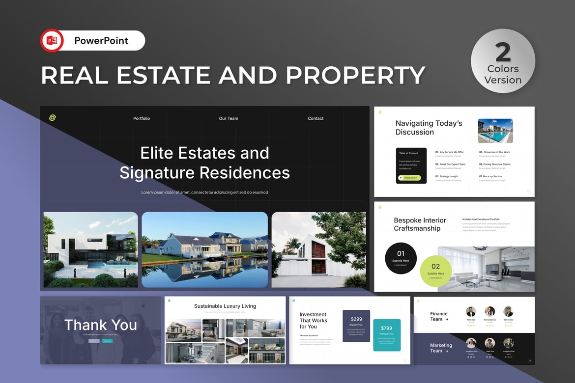 Template PowerPoint Properti dan Real Estat yang Elegan