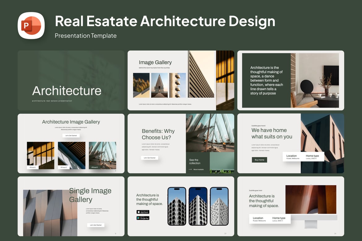 Template PowerPoint Arsitektur Real Estate yang Menarik