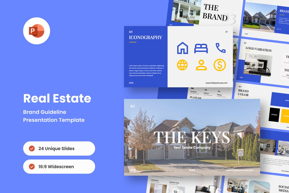 Template PowerPoint Identitas Merek Real Estat yang Modern dan Profesional