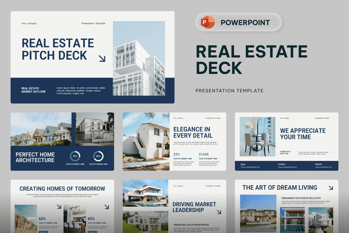Template Presentasi PowerPoint Real Estat yang Profesional
