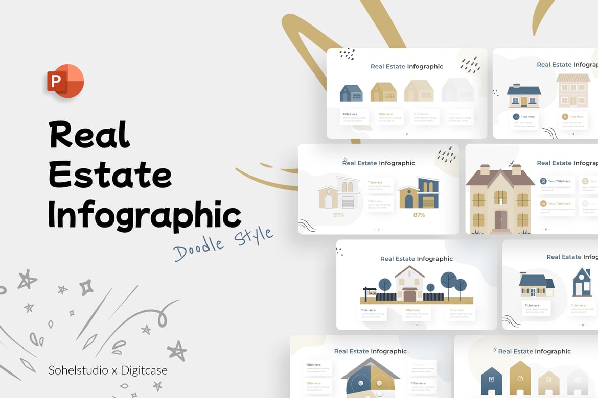 Template PowerPoint Infografis Real Estate yang Menarik
