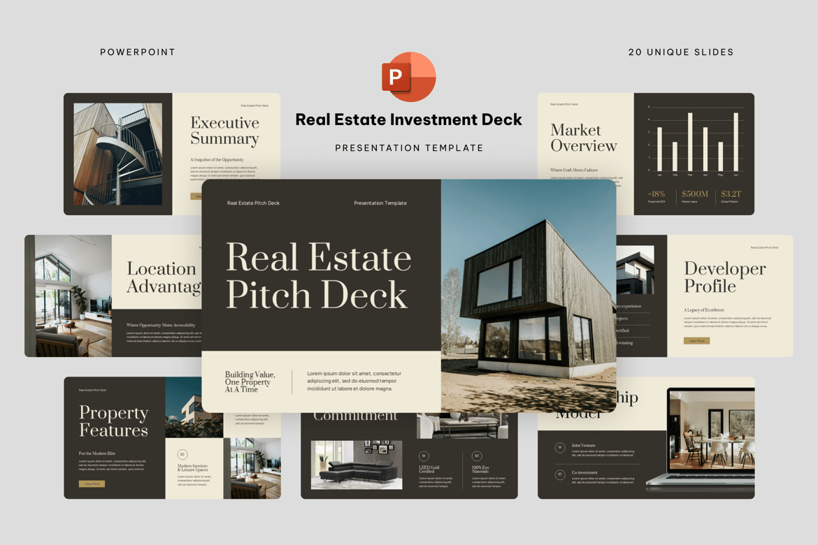 Template PowerPoint Investasi Real Estate yang Profesional dan Menarik