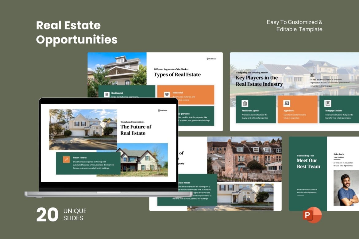 Template Presentasi Powerpoint Peluang Real Estate yang Modern dan Profesional