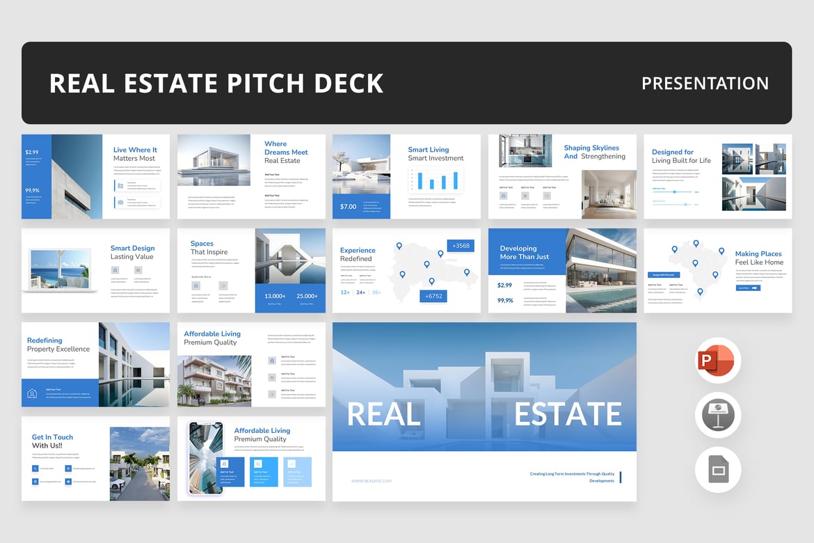 Template Presentasi PowerPoint Proyek Real Estat yang Menarik