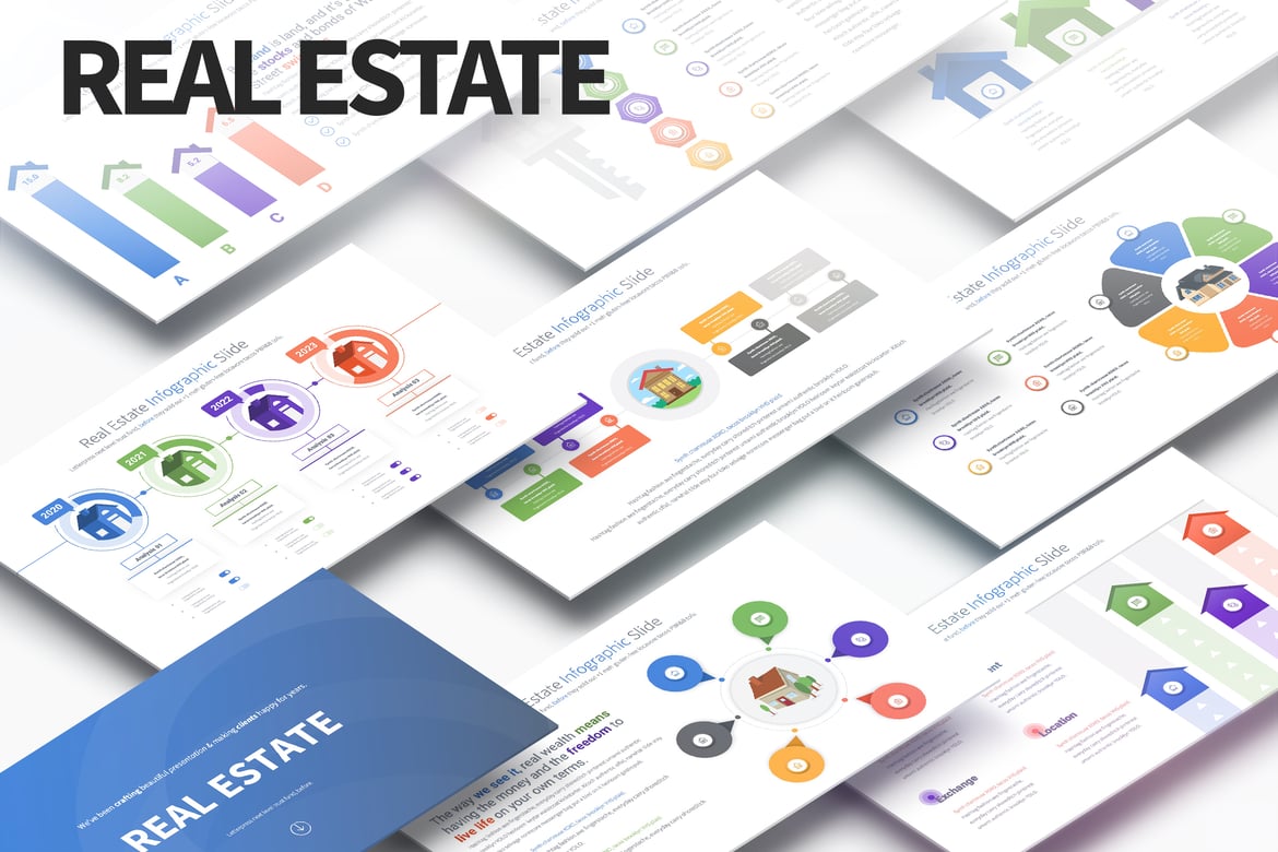 Template PowerPoint Infografis Real Estate yang Menarik dan Modern