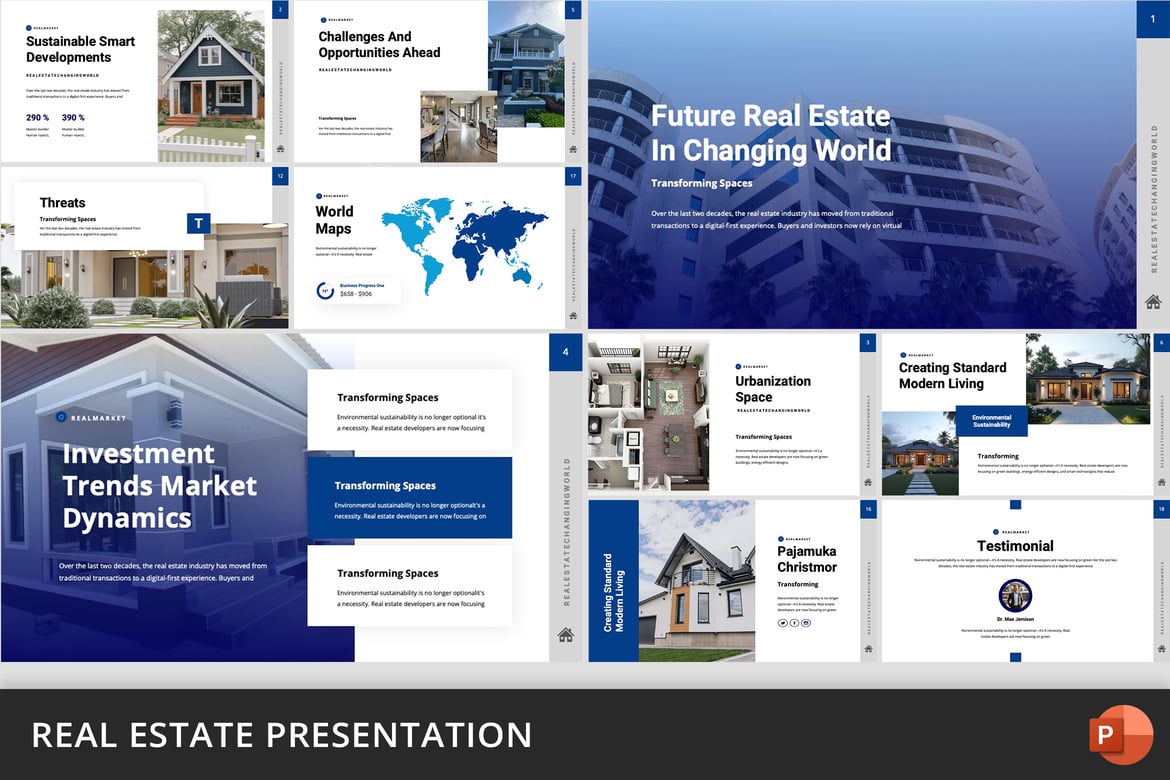 Template Presentasi PowerPoint Real Estat yang Menarik