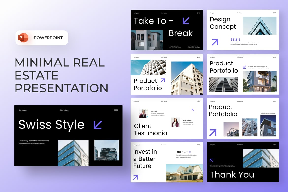 Template PowerPoint Real Estate Modern dan Minimalis