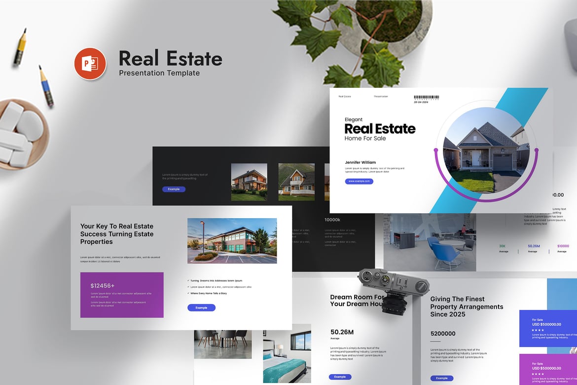 Template Presentasi PowerPoint Real Estate yang Profesional dan Minimalis