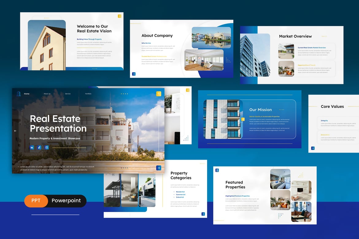 Template Presentasi PowerPoint Real Estate yang Menarik