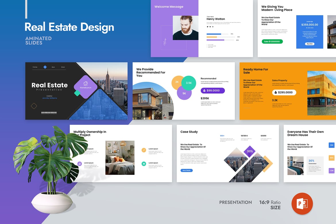 Template PowerPoint Presentasi Properti yang Menarik