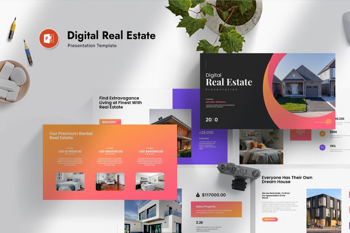 Template PowerPoint Presentasi Real Estate yang Elegan dan Profesional
