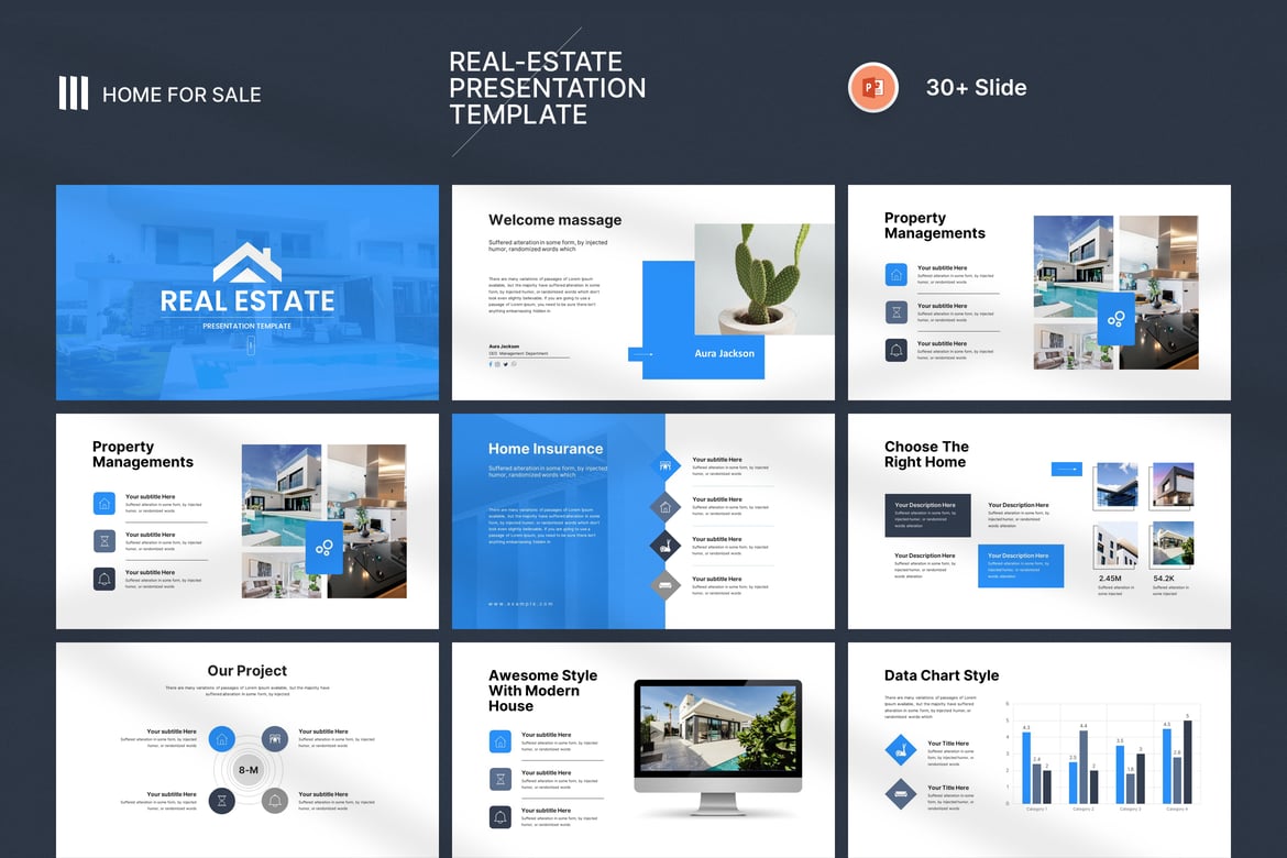Template Presentasi PowerPoint Real Estate yang Elegan dan Profesional