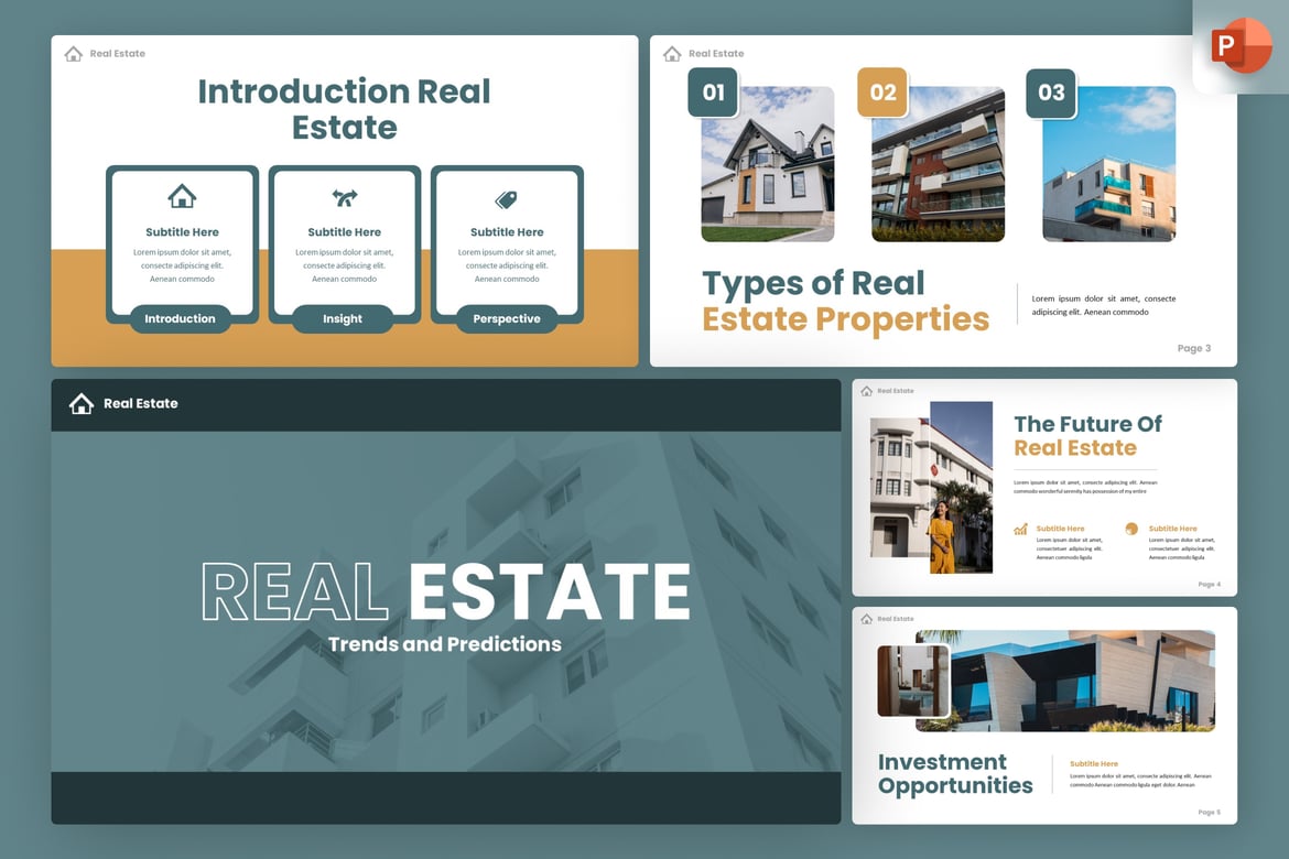 Template PowerPoint Real Estat Modern untuk Presentasi Menarik