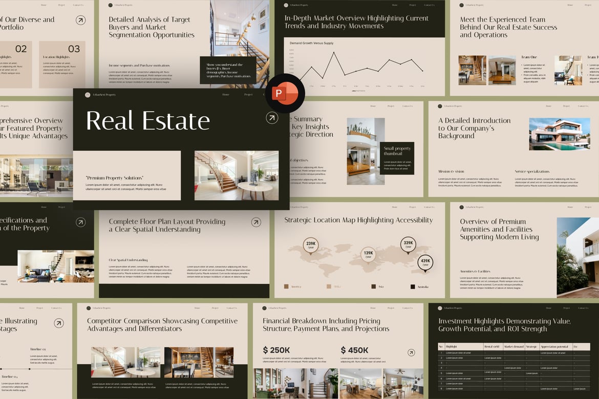 Template Presentasi PowerPoint Real Estat yang Menarik
