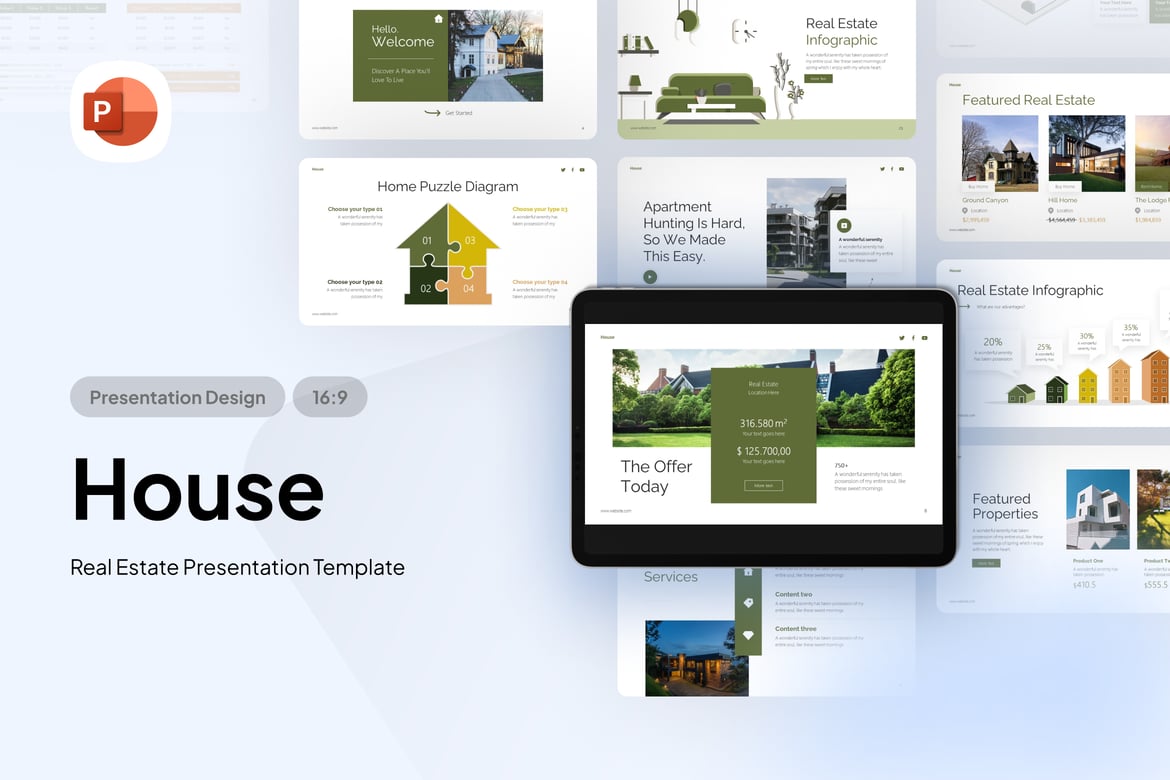 Template PowerPoint Presentasi Real Estate yang Menarik