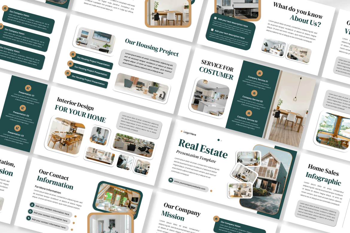Template Presentasi PowerPoint Real Estate yang Mewah dan Modern