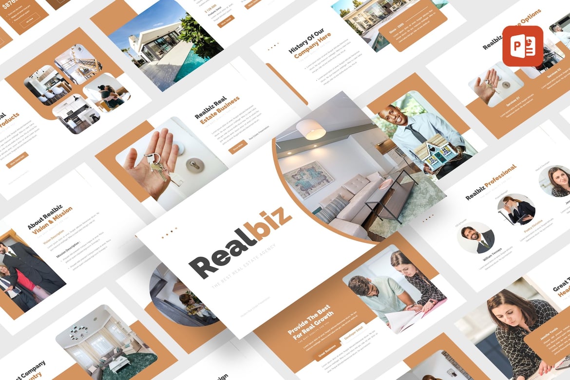 Template PowerPoint Realbiz untuk Bisnis Properti yang Menarik