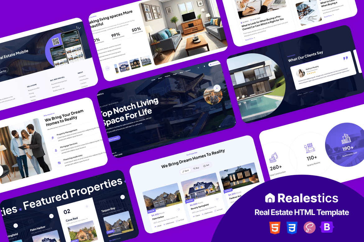 Realestics - Template Website Real Estat yang Modern dan Responsif
