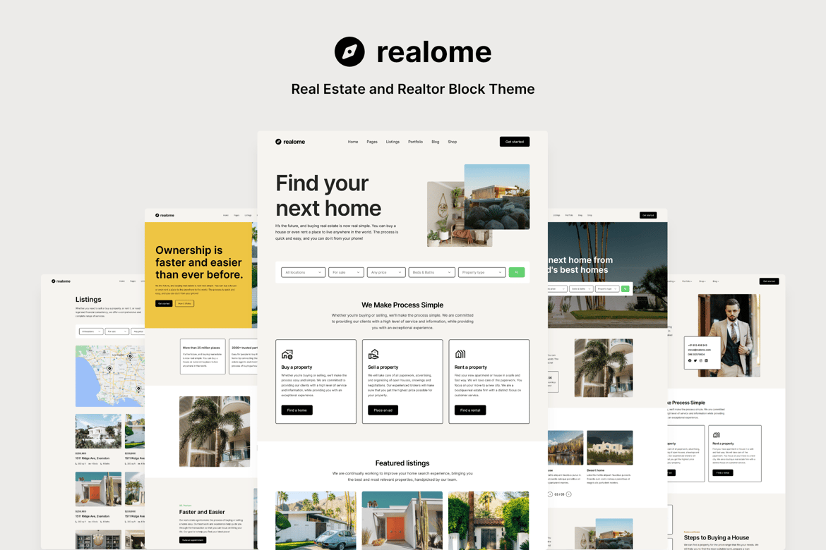 Realome - Tema WordPress Blok untuk Real Estate dan Realtor yang Modern