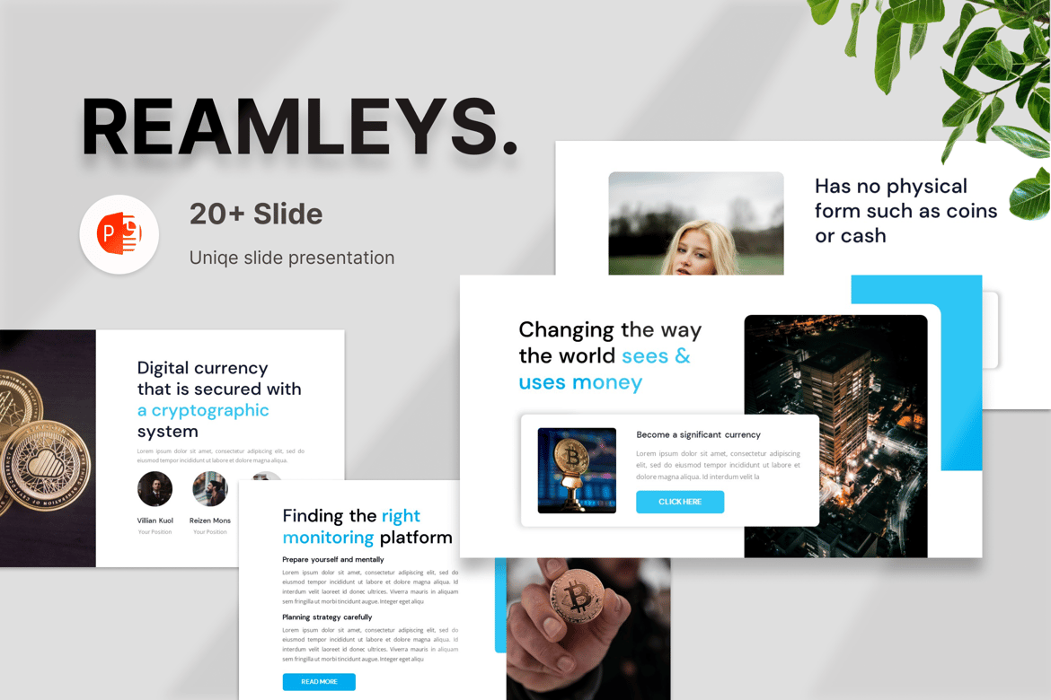 Reamleys – Template Powerpoint Cryptocurrency yang Menarik dan Profesional