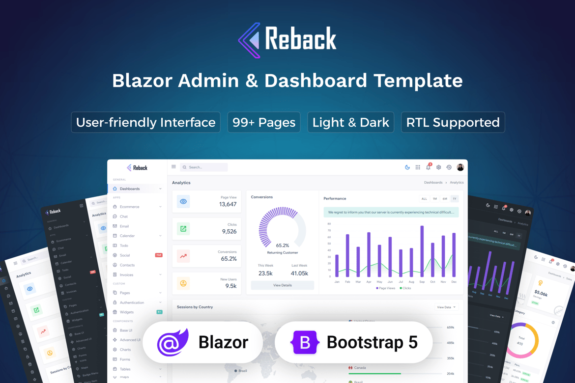 Reback - Template Website Admin & Dashboard Blazor yang Modern