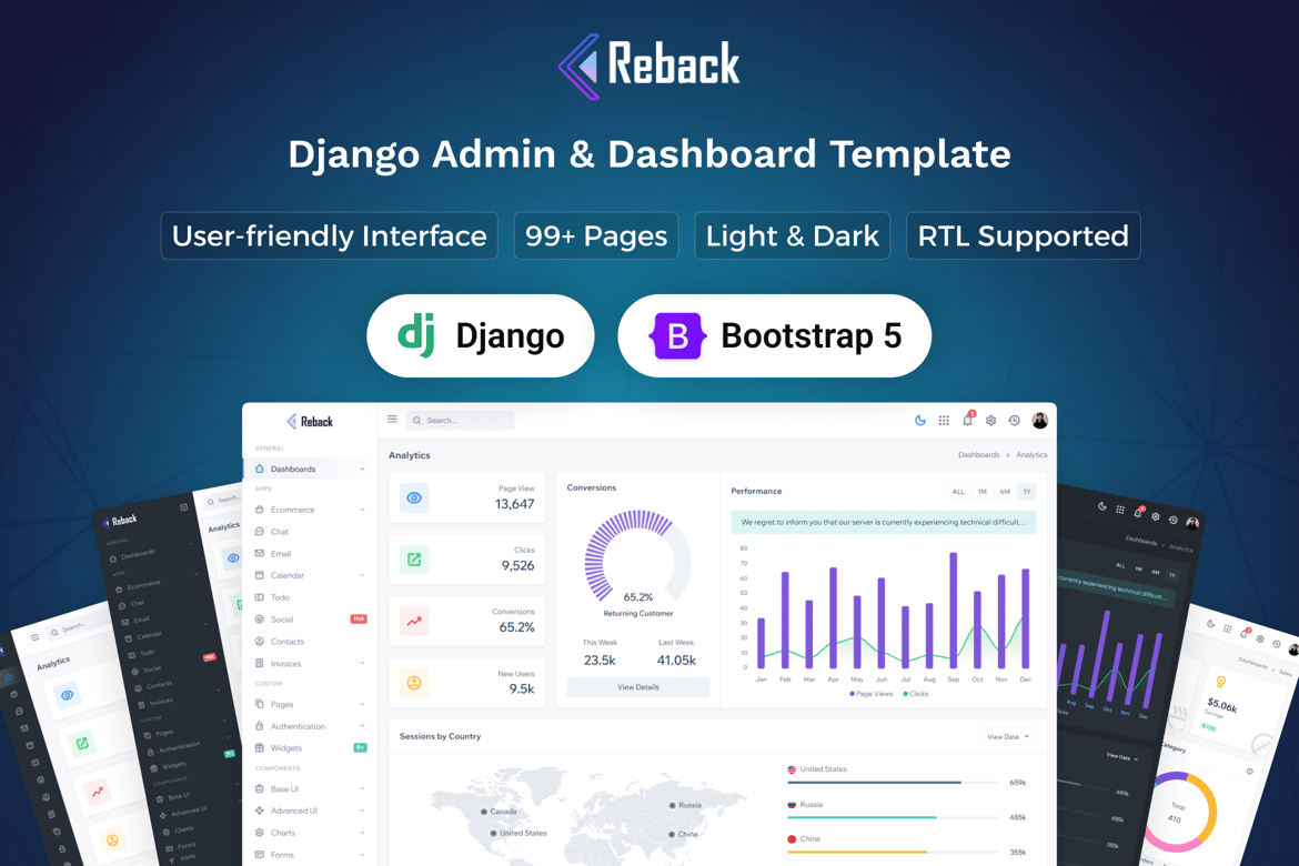 Reback - Template Website Admin & Dashboard Django Terbaik