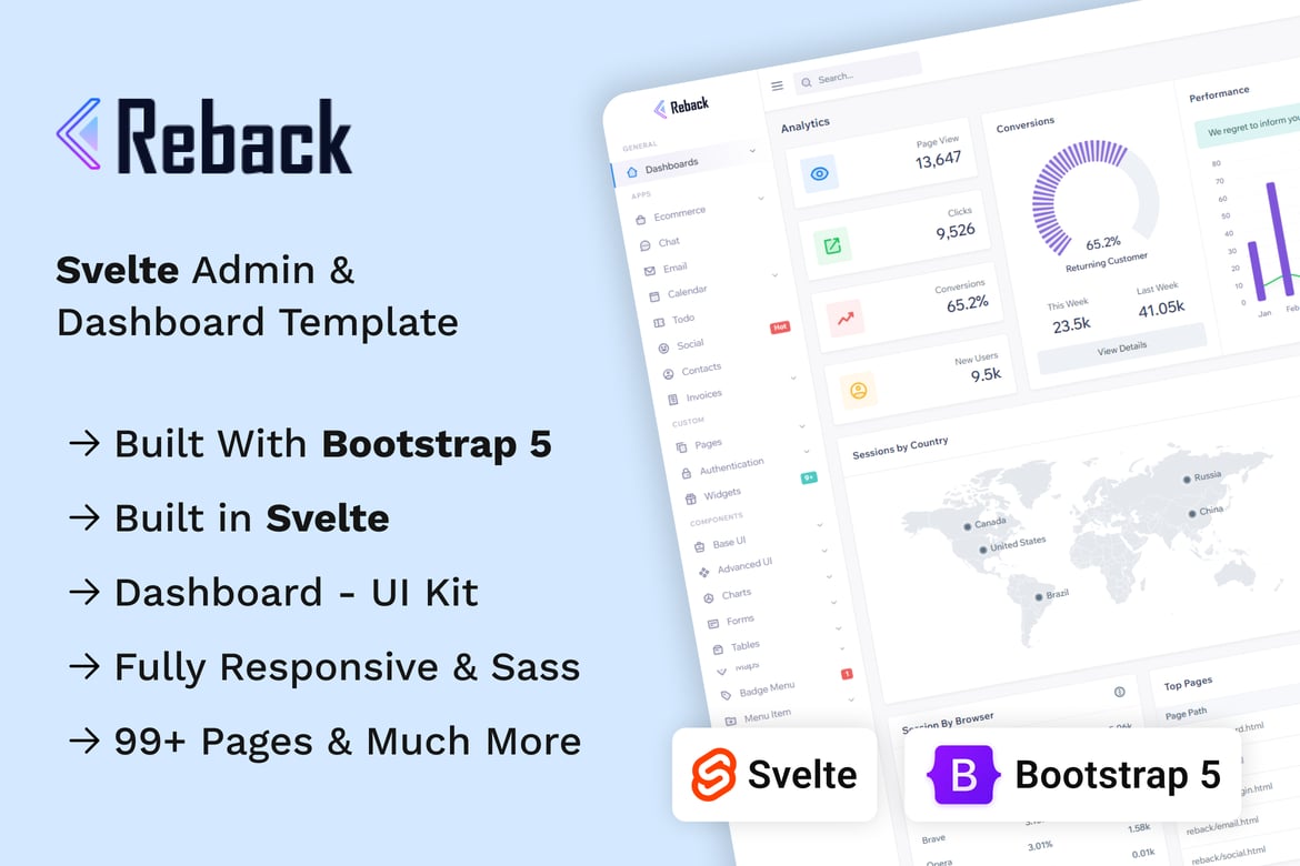 Reback - Template Website Admin & Dashboard Svelte yang Modern