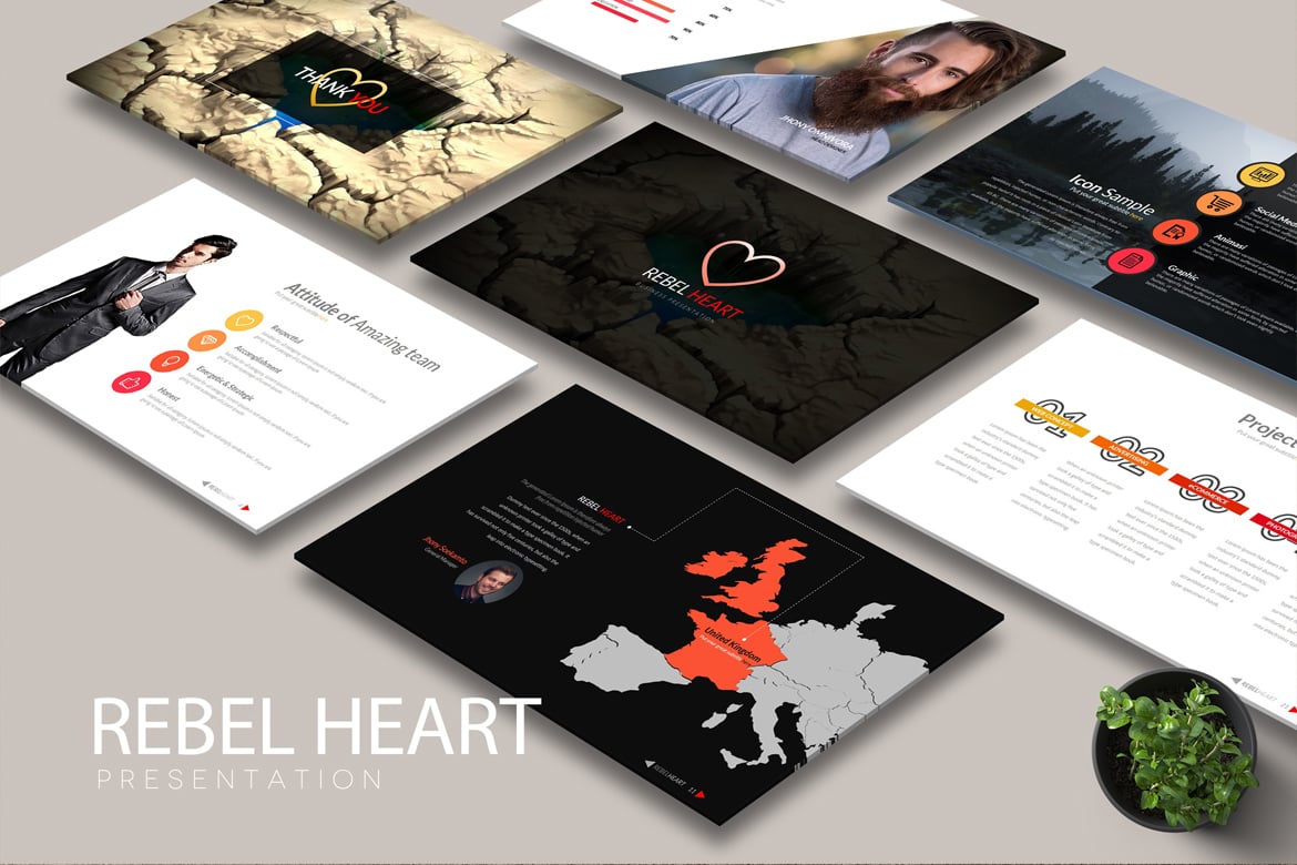 Template PowerPoint REBEL HEART yang Kreatif dan Menarik