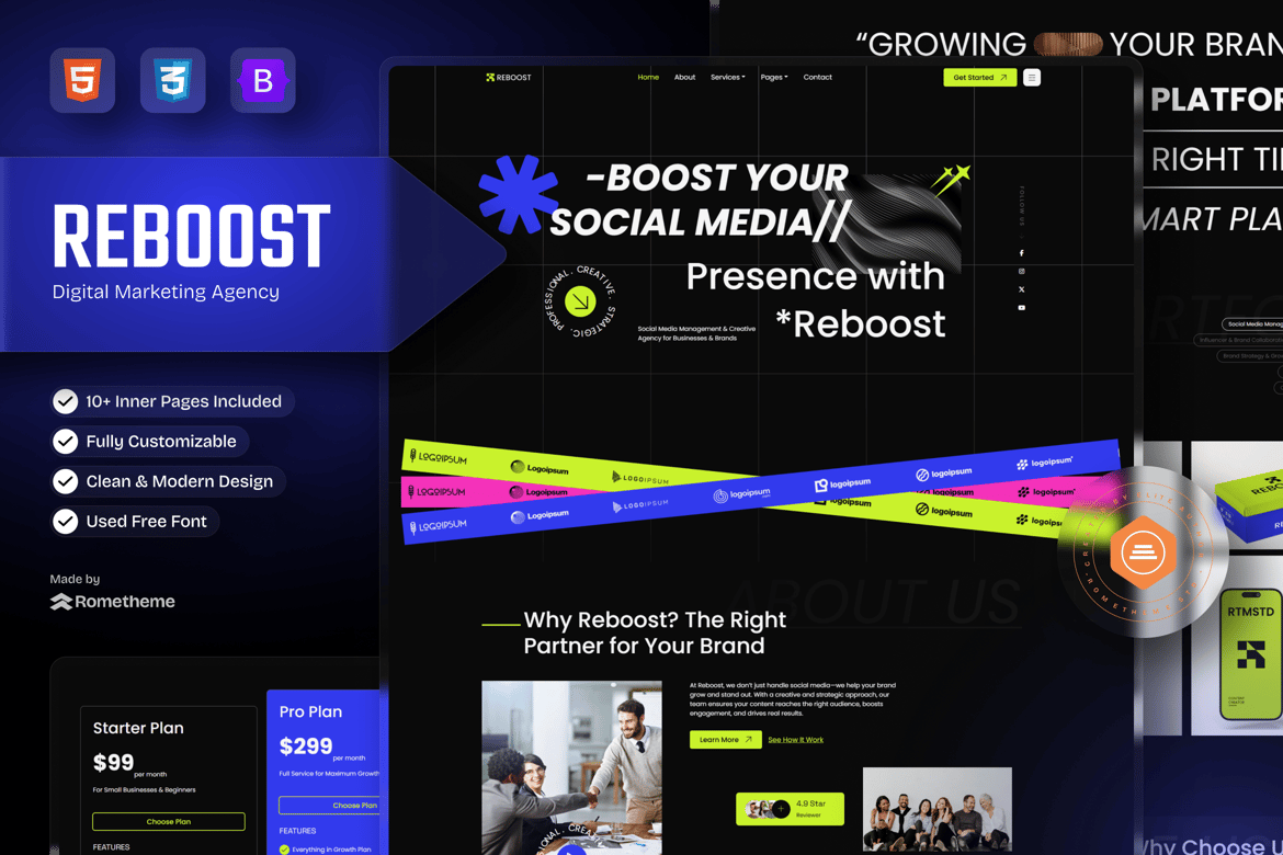 Reboost - Template Website Digital Marketing Modern dan Profesional