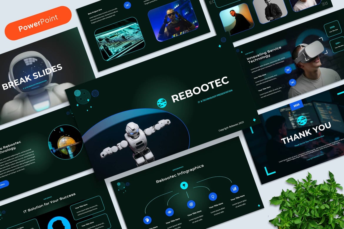 Rebootec - Template PowerPoint IT & Teknologi yang Futuristik