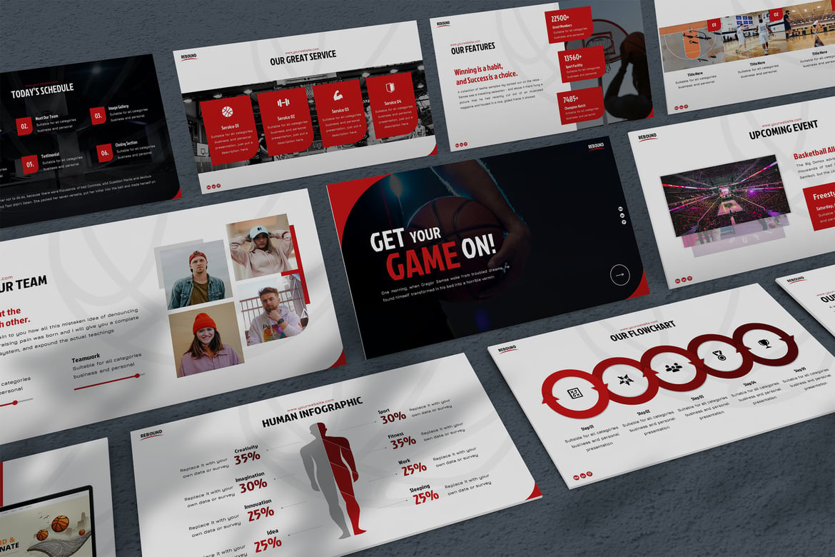 Rebound - Template Presentasi Olahraga yang Modern dan Dinamis
