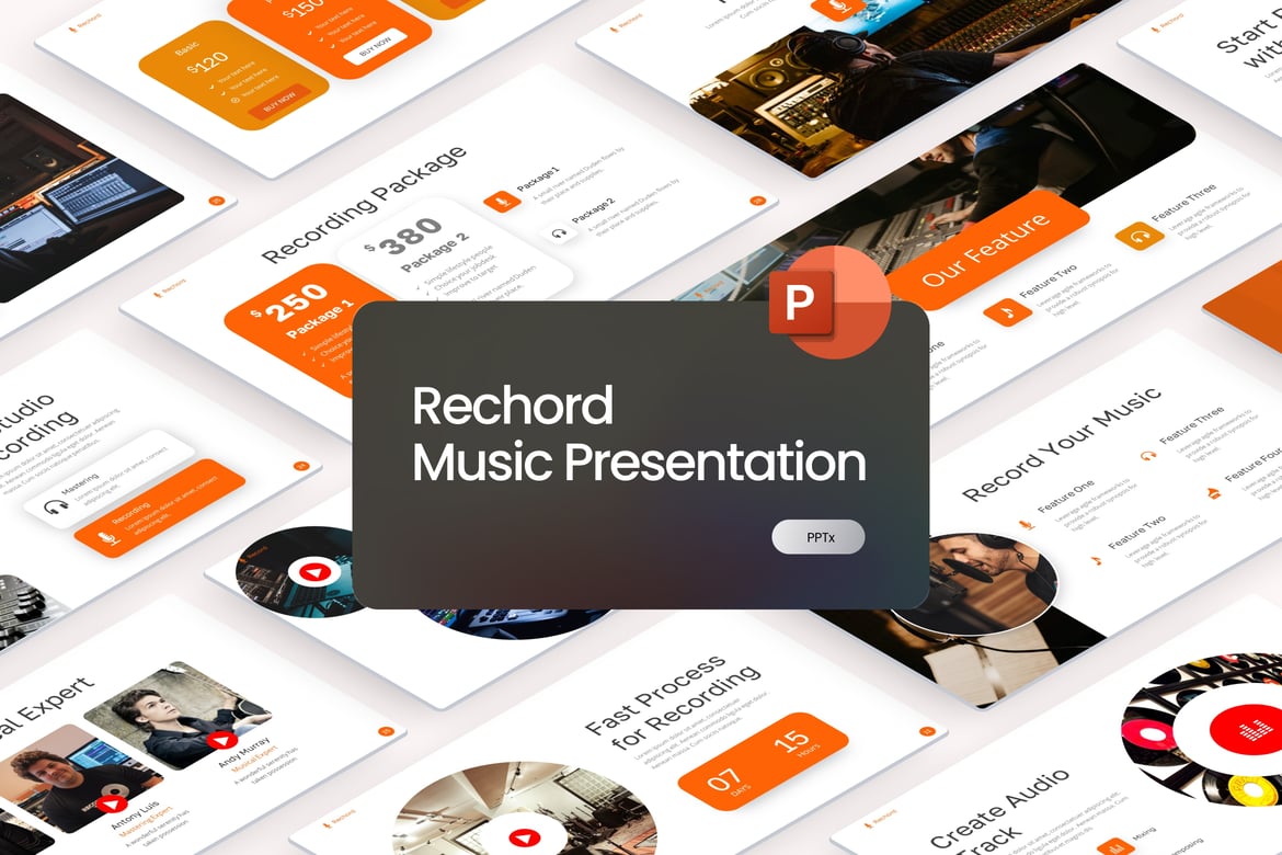 Template PowerPoint Modern Rechord untuk Presentasi Kreatif