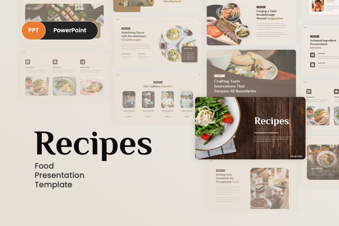 Template PowerPoint Resep Makanan yang Menarik dan Kreatif