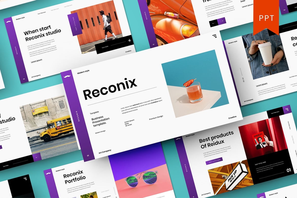 Template PowerPoint Bisnis Reconix - Solusi Presentasi Profesional