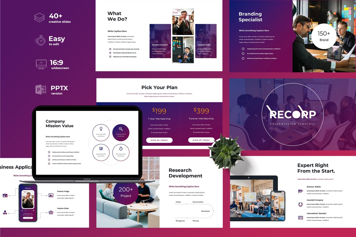 Template Powerpoint Bisnis Rekorp - Solusi Presentasi Modern dan Kreatif