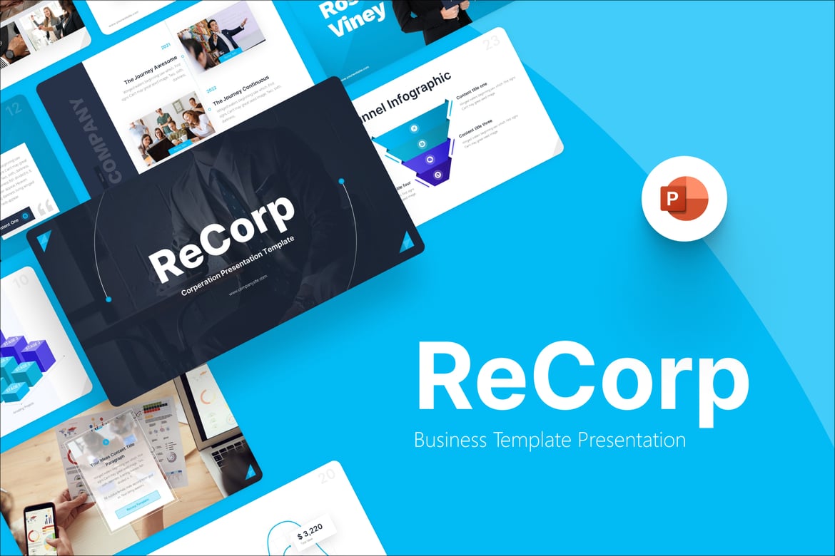 Template PowerPoint Bisnis ReCorp: Tingkatkan Presentasi Anda