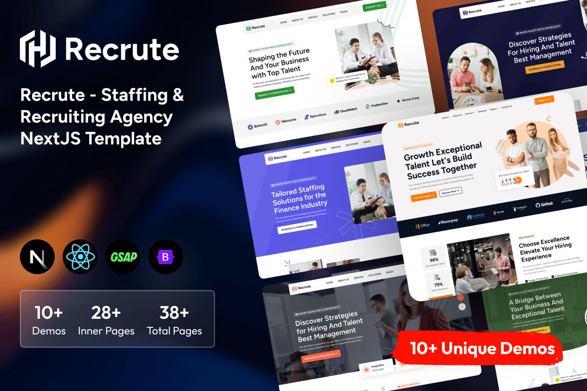 Recrute - Template Website Agen Staffing & Rekrutmen yang Modern dan Responsif